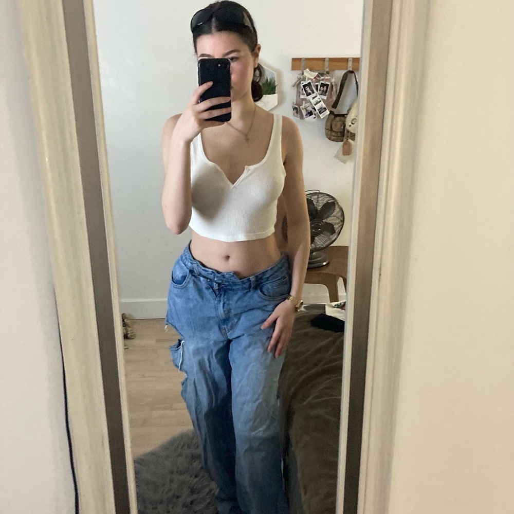 TNA Cropped White Tank